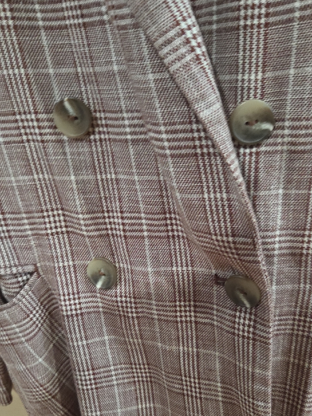 Maeve by Anthropologie Brown lightweight double breasted Plaid Blazer size 4 - Picture 3 of 12